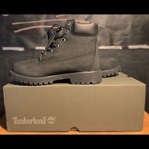 Premium Nubuck All Black Timberlands (Jr. 4)